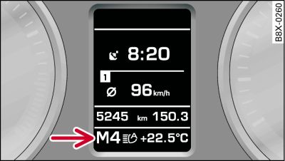 Display (met bestuurdersinformatiesysteem): Handmatig schakelen (tiptronic)